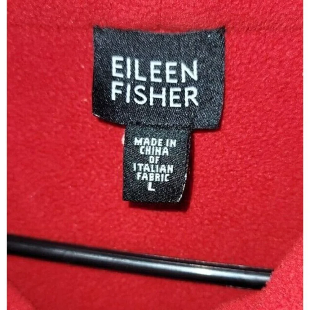 Eileen Fisher Womens sz L Red jacket long sleeve zipper collar pockets